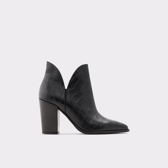 Aldo Shoes - New! Aldo Amodia  Croc Ankle Booties- Block Heel Black- Size 8.5